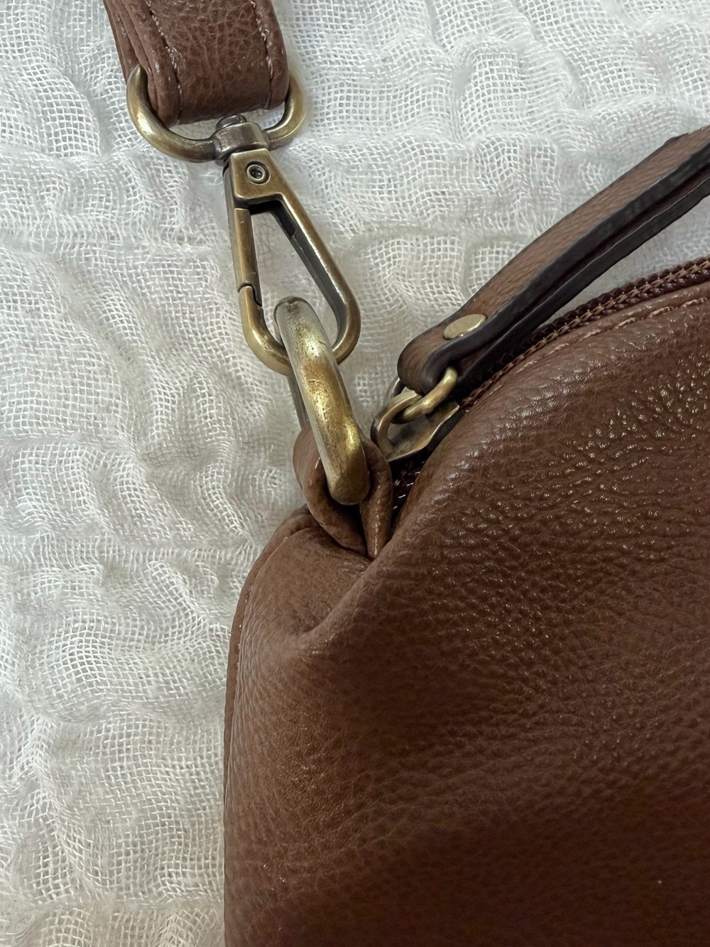 Joy Susan Vegan Brown Leather Crossbody Purse - Picture 3 of 14